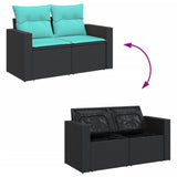 Set Divani da Giardino 5 pz con Cuscini Nero in Polyrattan