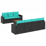 Set Divani da Giardino 8 pz con Cuscini Nero in Polyrattan