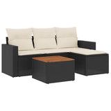 Set Divani da Giardino 5 pz con Cuscini in Polyrattan Nero