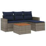 Set Divani da Giardino 5 pz con Cuscini Grigio in Polyrattan