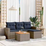 Set Divani da Giardino 5 pz con Cuscini Grigio in Polyrattan