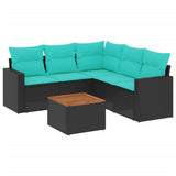 Set Divani da Giardino 6 pz con Cuscini Nero in Polyrattan