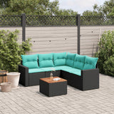 Set Divani da Giardino 6 pz con Cuscini Nero in Polyrattan
