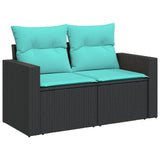 Set Divani da Giardino 7 pz con Cuscini Nero in Polyrattan