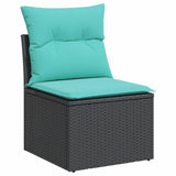 Set Divani da Giardino 12pz con Cuscini Nero in Polyrattan