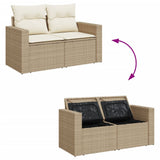 Set Divani da Giardino 14pz con Cuscini in Polyrattan Beige