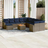 Set Divani da Giardino 14 pz con Cuscini Grigio in Polyrattan