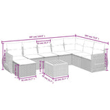 Set Divani da Giardino 9 pz con Cuscini Nero in Polyrattan
