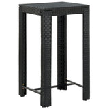 Set Bar da Giardino 3 pz con Cuscini in Polyrattan Nero