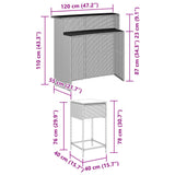 Set Bar da Giardino 5 pz con Cuscini in Polyrattan Nero