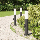 Lampioni a palo con presa elettrica 3 pz 50 cm Acciaio Inox IP44