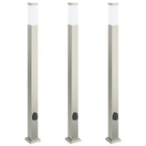 Lampioni a colonnina con presa elettrica 3 pz 110 cm Acciaio Inox IP44
