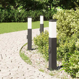 Lampioni a palo con presa elettrica 3 pz 50 cm Nero IP44
