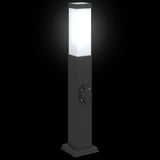Lampioni a palo con presa elettrica 3 pz 50 cm Nero IP44
