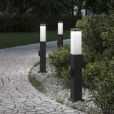 Lampioni a palo con presa elettrica 3 pz 50 cm Nero IP44
