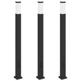 Lampioni a palo con presa elettrica 3 pz 110 cm Nero IP44