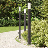 Lampioni a palo con presa elettrica 3 pz 110 cm Nero IP44