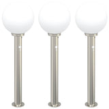 Lampioni a dissuasore con sensore 3 pz 80 cm Acciaio Inox IP44