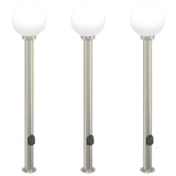 Lampioni a colonnina con presa elettrica 3 pz 120 cm Acciaio Inox IP44