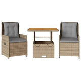 Set da Bistrò 3 pz con Cuscini Beige in Polyrattan