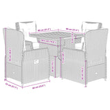 Set da Pranzo da Giardino 5 pz con Cuscini Beige in Polyrattan