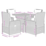 Set da Pranzo da Giardino 5 pz con Cuscini Beige in Polyrattan