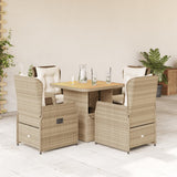Set da Pranzo da Giardino 5 pz con Cuscini Beige in Polyrattan
