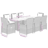 Set da Pranzo da Giardino 9 pz con Cuscini in Polyrattan Grigio