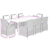 Set da Pranzo da Giardino 9 pz con Cuscini in Polyrattan Grigio