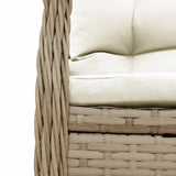 Set da Pranzo da Giardino 9 pz con Cuscini Beige in Polyrattan