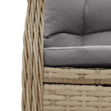 Set da Pranzo da Giardino 3 pz con Cuscini Beige in Polyrattan