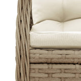 Set da Pranzo da Giardino 7 pz con Cuscini Beige in Polyrattan