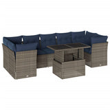 Set Divani da Giardino 8 pz con Cuscini Grigio in Polyrattan