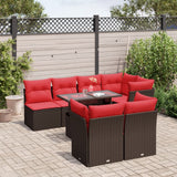 Set Divani da Giardino 8 pz con Cuscini Marrone in Polyrattan