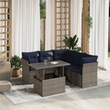 Set Divani da Giardino 6 pz con Cuscini Grigio in Polyrattan
