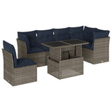 Set Divani da Giardino 7 pz con Cuscini Grigio in Polyrattan