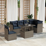 Set Divani da Giardino 7 pz con Cuscini Grigio in Polyrattan