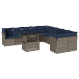 Set Divani da Giardino 11 pz con Cuscini Grigio in Polyrattan