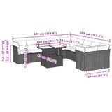Set Divani da Giardino 11 pz con Cuscini Grigio in Polyrattan
