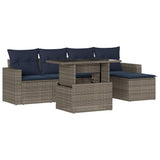 Set Divani da Giardino 6 pz con Cuscini Grigio in Polyrattan