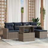 Set Divani da Giardino 6 pz con Cuscini Grigio in Polyrattan