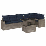 Set Divani da Giardino 7 pz con Cuscini Grigio in Polyrattan