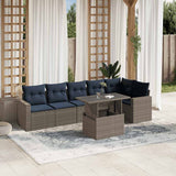 Set Divani da Giardino 7 pz con Cuscini Grigio in Polyrattan