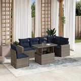 Set Divani da Giardino 7 pz con Cuscini Grigio in Polyrattan