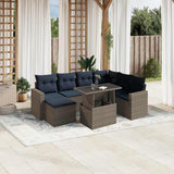 Set Divani da Giardino 8 pz con Cuscini Grigio in Polyrattan