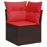 Set Divani da Giardino 6 pz con Cuscini Marrone in Polyrattan