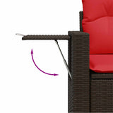 Set Divani da Giardino 7 pz con Cuscini Marrone in Polyrattan