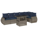 Set Divani da Giardino 7 pz con Cuscini Grigio in Polyrattan