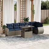 Set Divani da Giardino 7 pz con Cuscini Grigio in Polyrattan