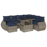Set Divani da Giardino 8 pz con Cuscini Grigio in Polyrattan